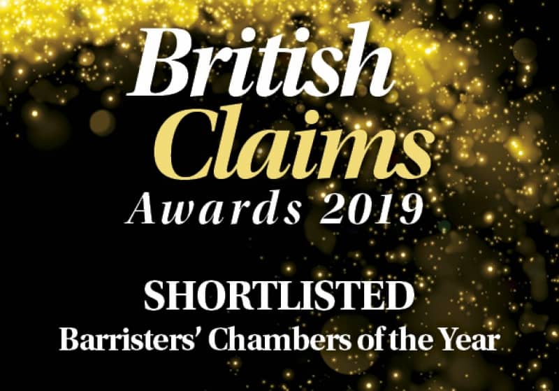 British Claims Awards 2019 – Chambers shortlisted for ‘Barristers’ Chambers of the Year’