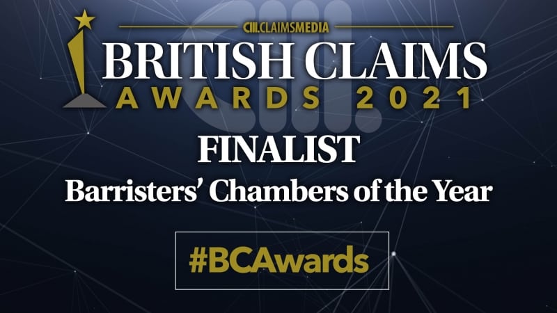 British Claims Awards 2021: Chambers shortlisted for “Barristers’ Chambers of the Year”