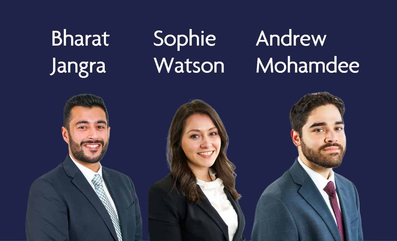 Bharat Jangra, Sophie Watson and Andrew Mohamdee accept tenancy