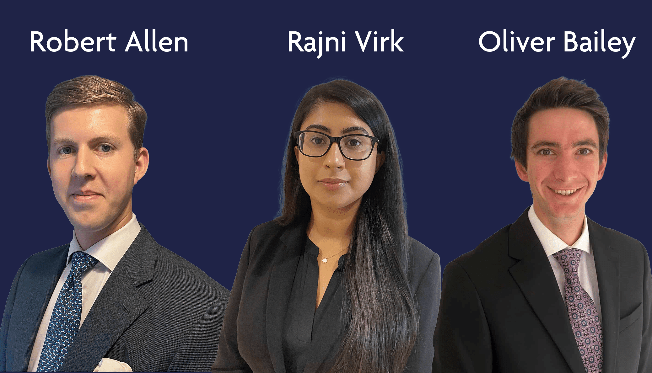 PLP Pupils – Robert Allen, Rajni Virk and Oliver Bailey start second six